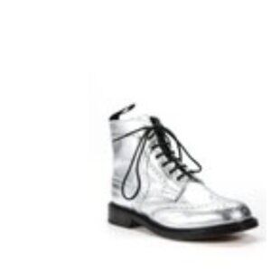 Trickers Womens Wing Tip Metallic Leather Chelsea Boots Silver Size 7